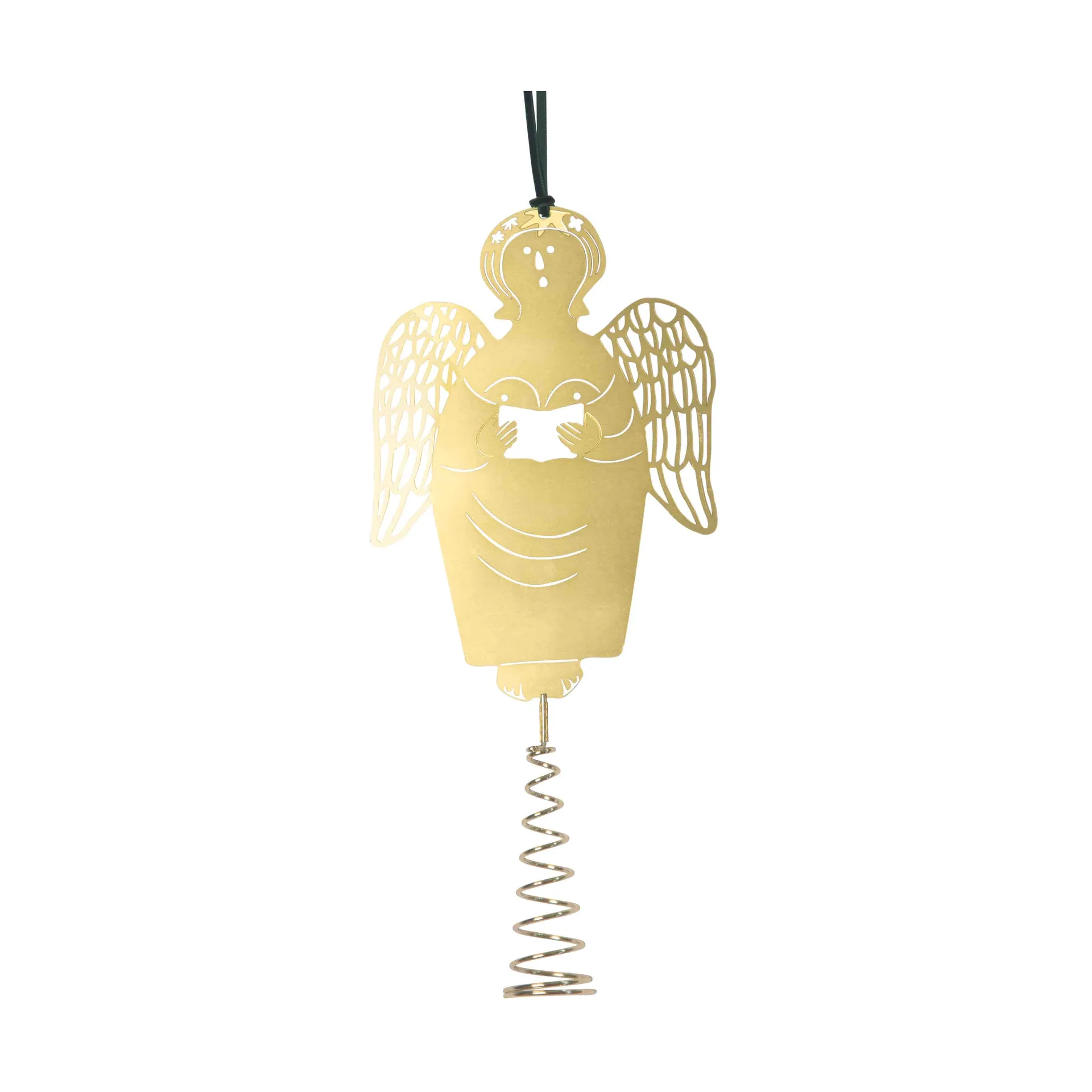 Stig L gingerbread angel Christmas tree topper, Brass Pluto Design