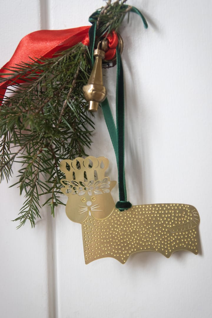 Stig L gingerbread cat decoration hanger - Gold-brass - Pluto Design