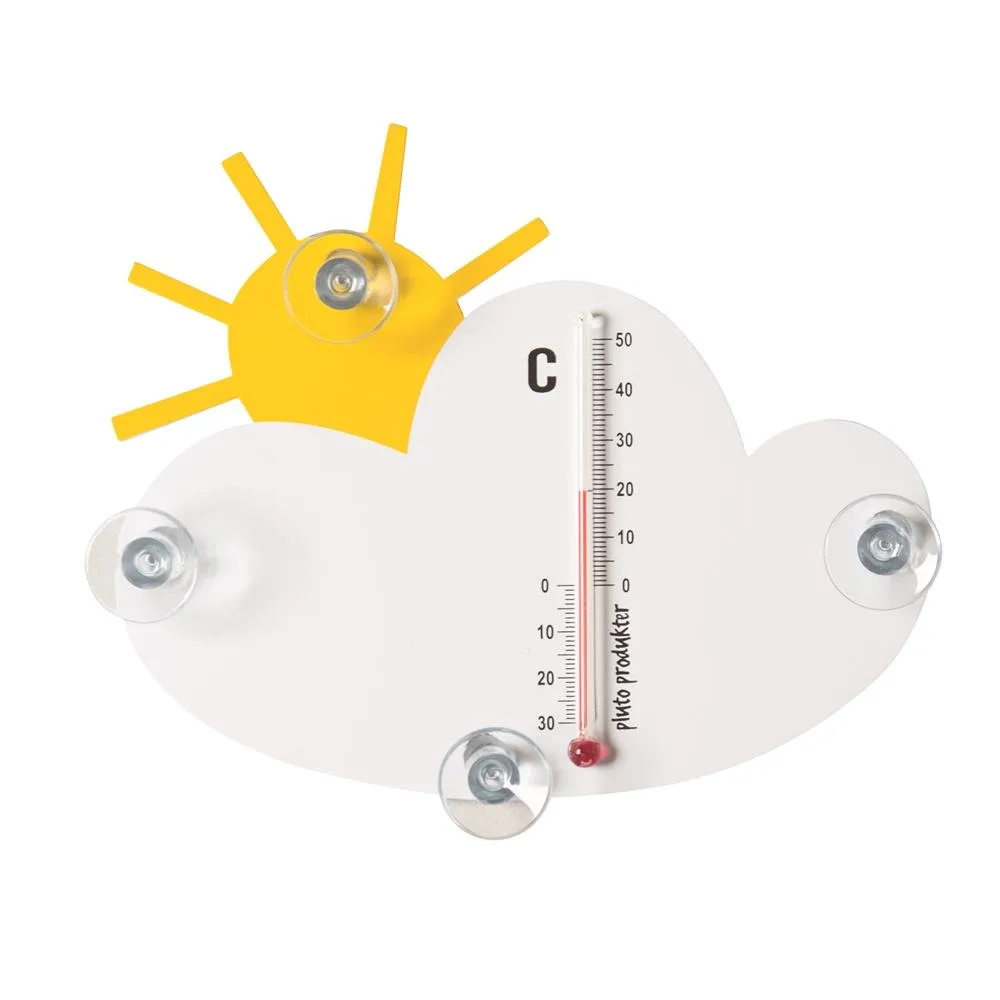 Sun and cloud thermometer, white-yellow Pluto Design