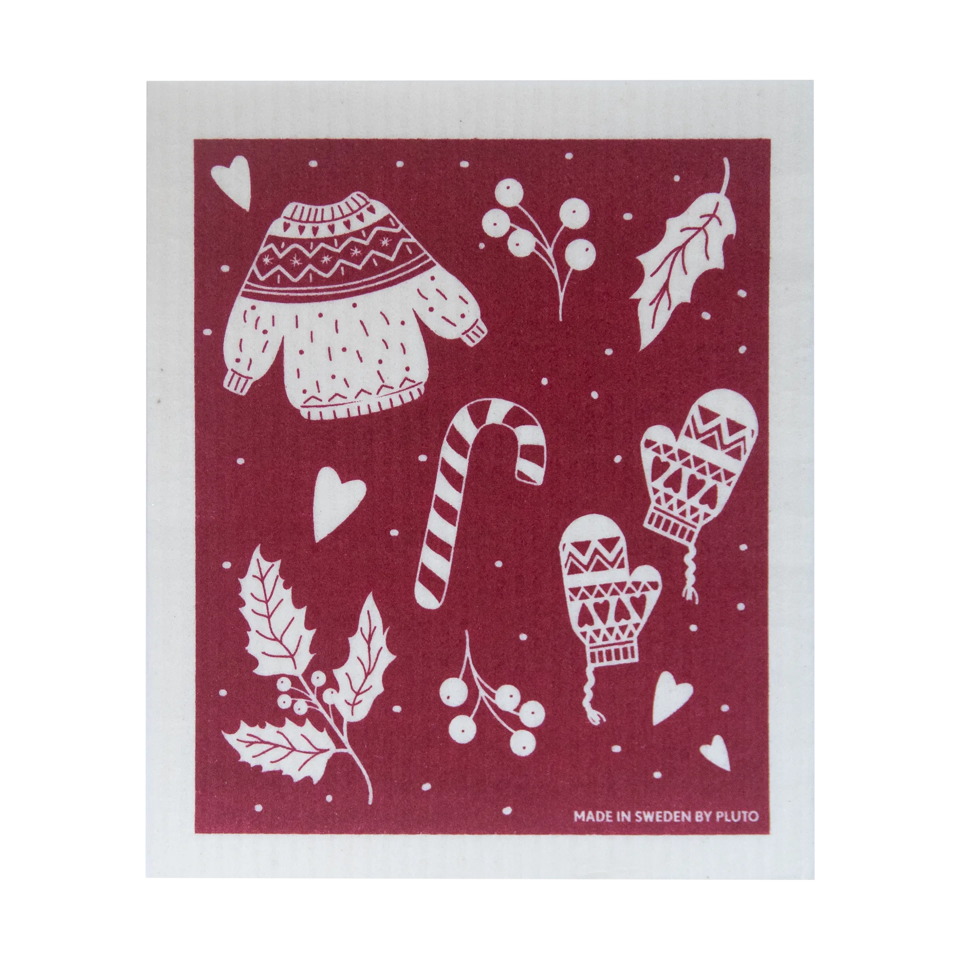 Winter dishcloth 17x20 cm, Red-gray Pluto Design