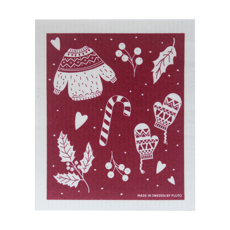 Pluto Design Winter dishcloth 17x20 cm Red-gray