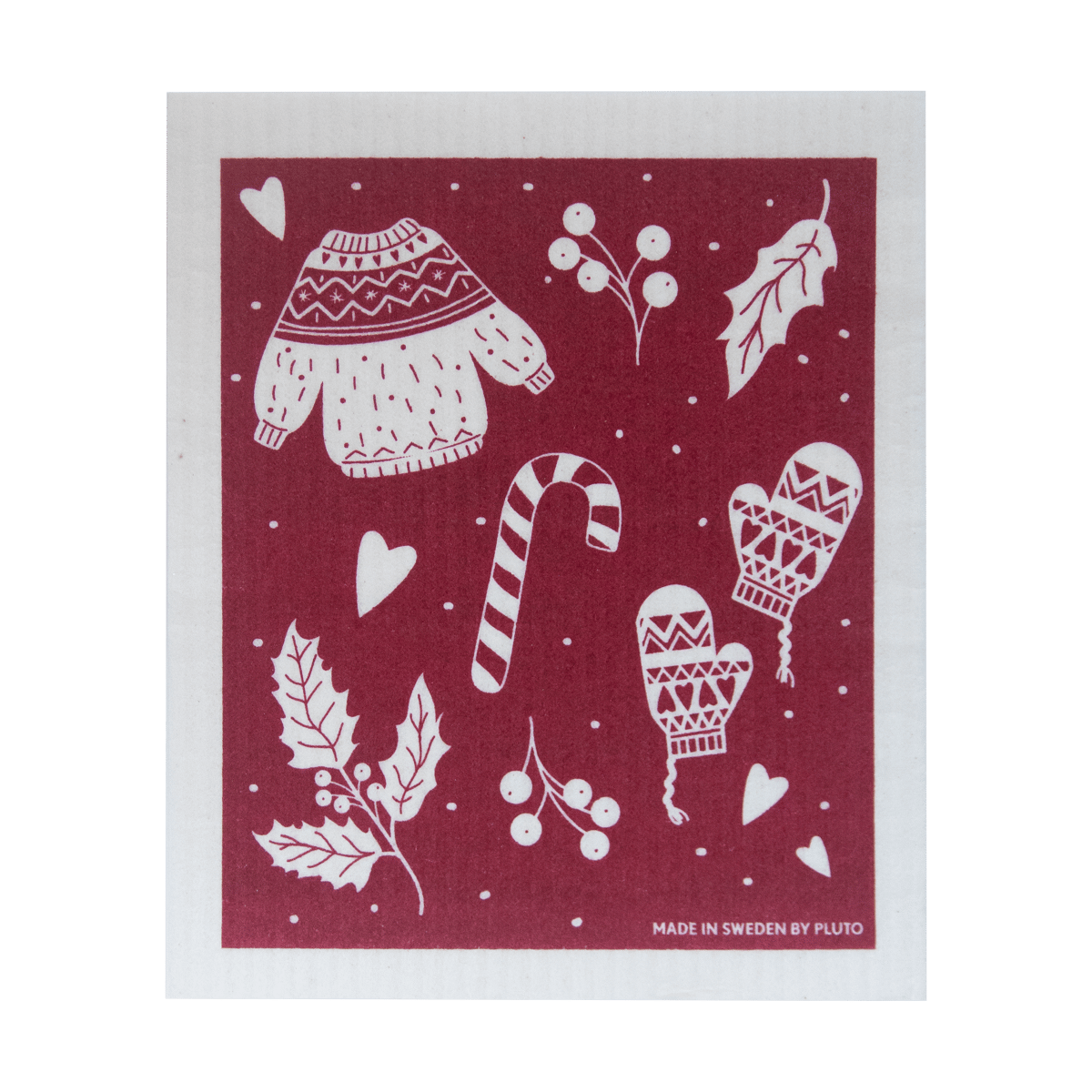 Pluto Design Winter dishcloth 17x20 cm Red-gray