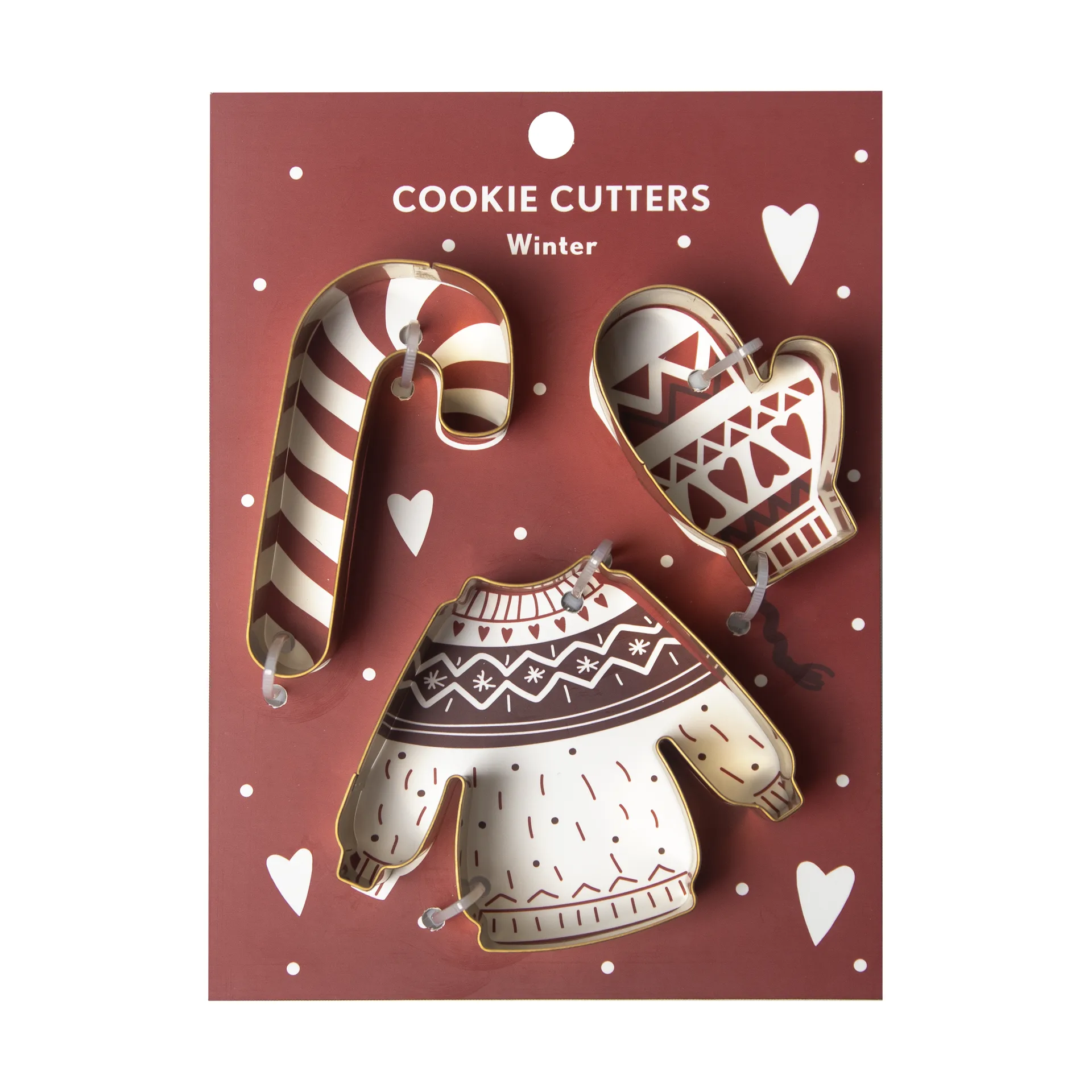 Winter gingerbread cutter 3 pieces, Gold Pluto Design