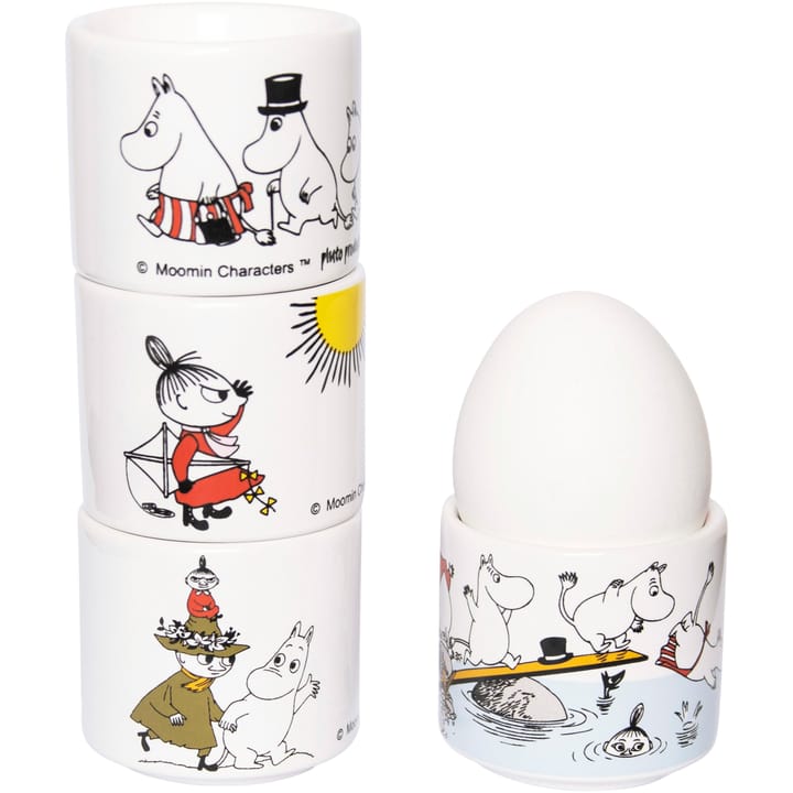 Moomin colour egg cup 4 pieces - White with motif - Pluto Produkter
