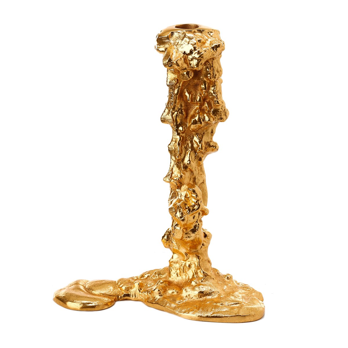 POLSPOTTEN Drip candlestick L 25 cm Gold | Scandinavian Design | Candle holders | Gold-coloured