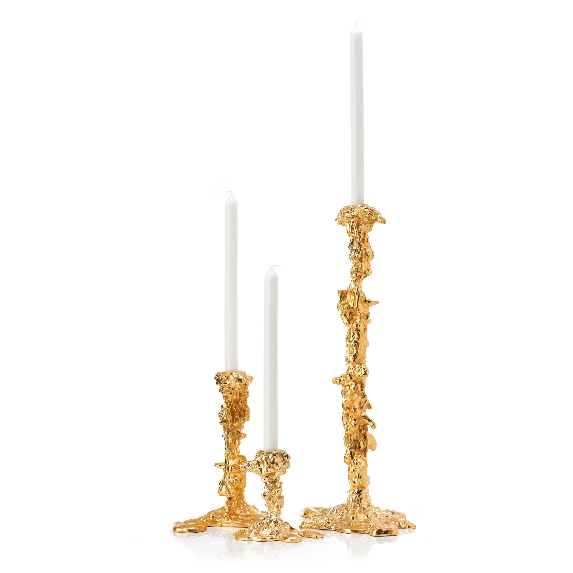 Drip candlestick L 25 cm, Gold POLSPOTTEN
