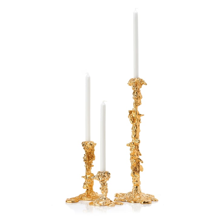 Drip candlestick L 25 cm - Gold - POLSPOTTEN