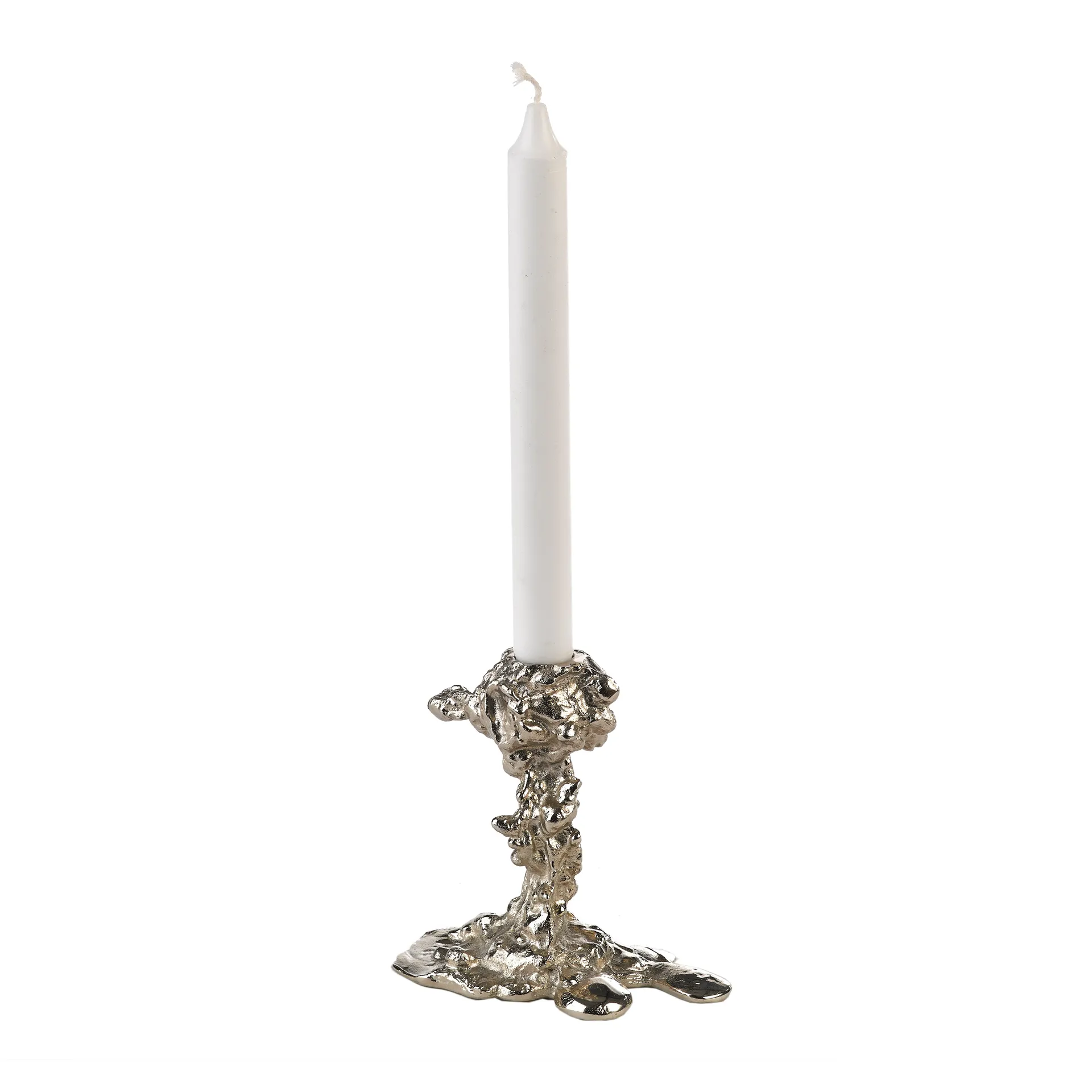 Drip candlestick L 25 cm, Silver POLSPOTTEN