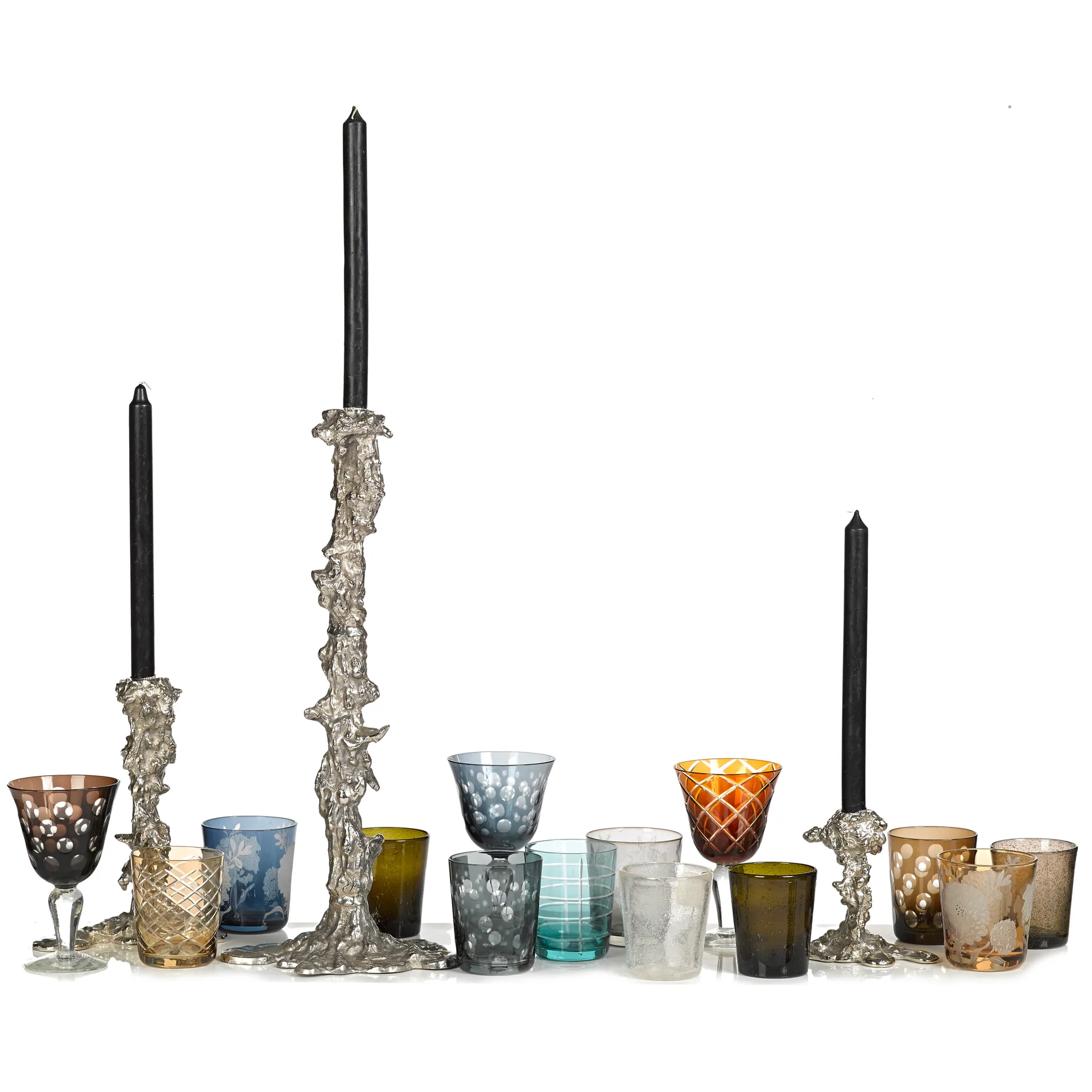 Drip candlestick L 25 cm, Silver POLSPOTTEN