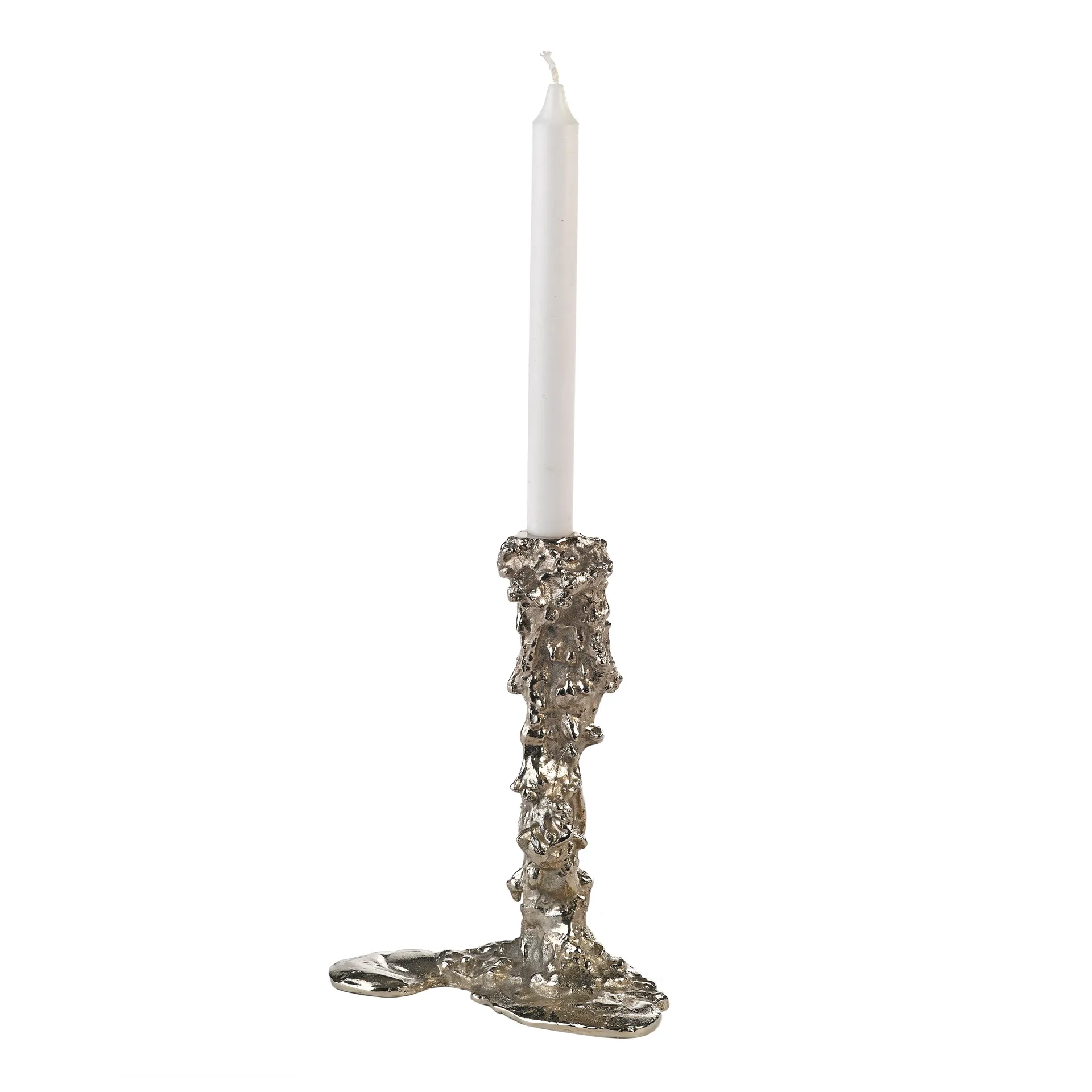 Drip candlestick L 25 cm, Silver POLSPOTTEN