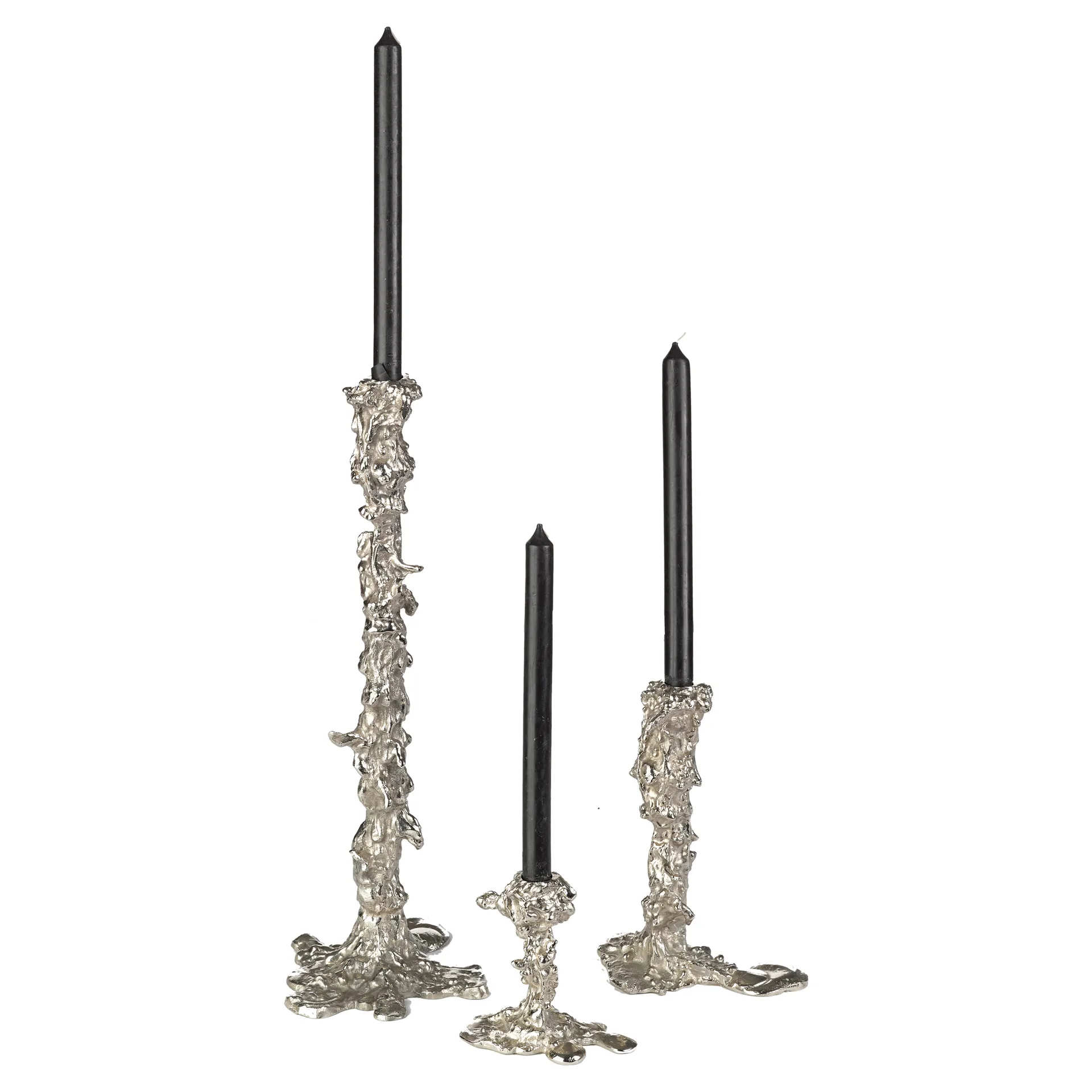 Drip candlestick L 25 cm, Silver POLSPOTTEN