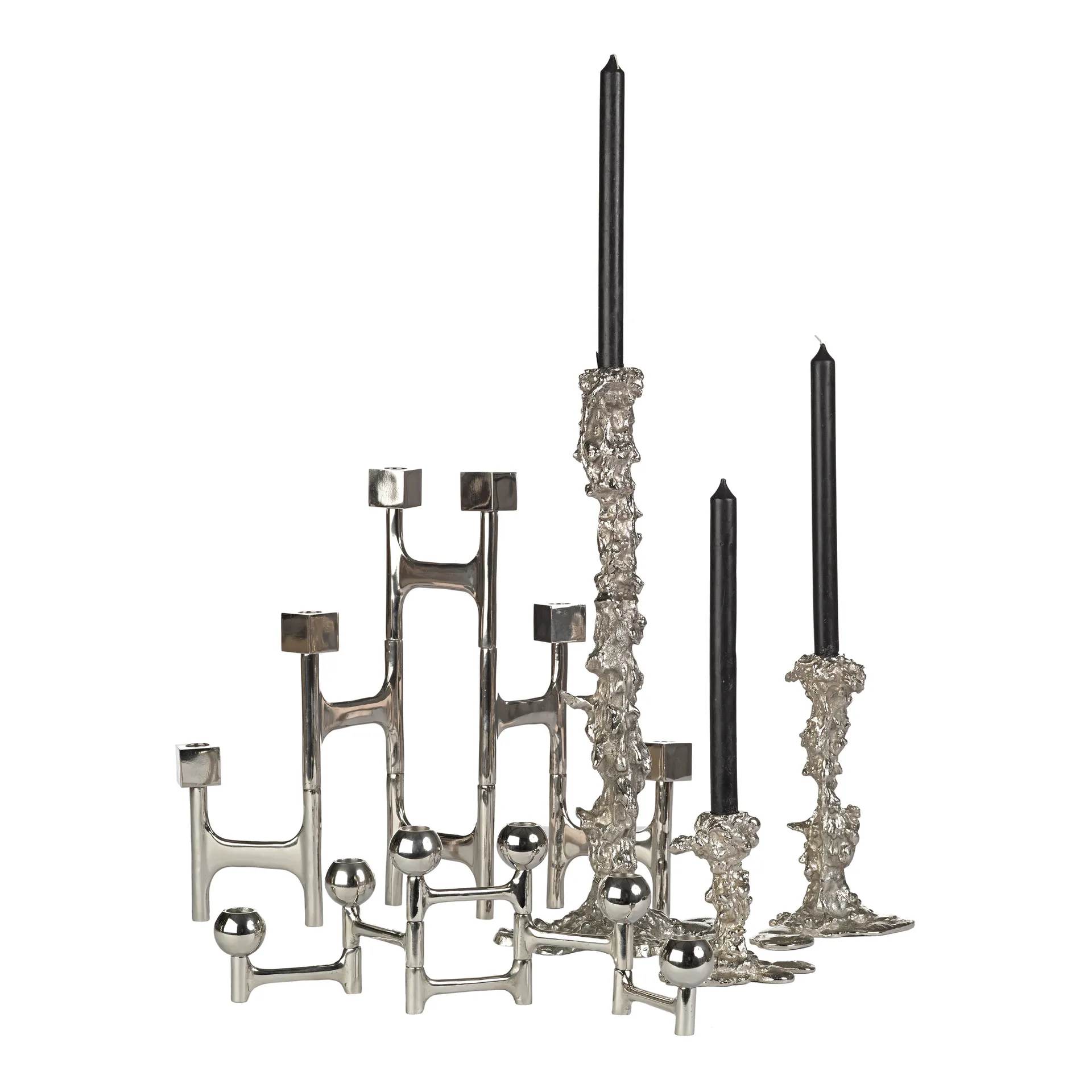 Drip candlestick XXL 50 cm, Silver POLSPOTTEN
