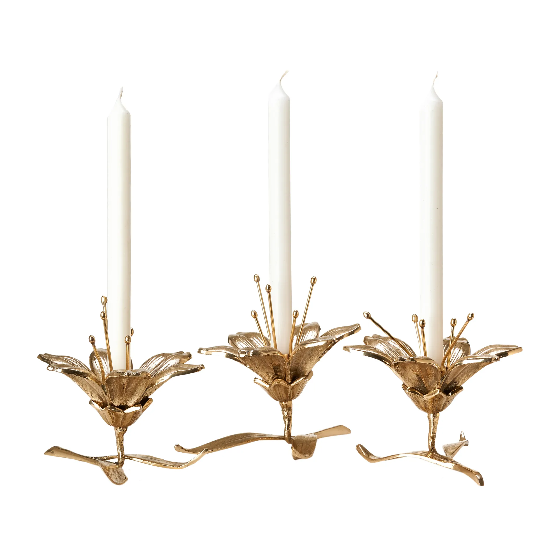 Lilly candlestick 15 cm, Gold POLSPOTTEN