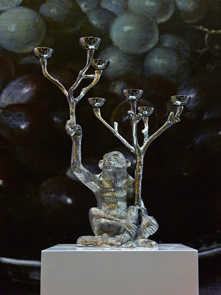 Monkey candlestick 40 cm - Silver - POLSPOTTEN