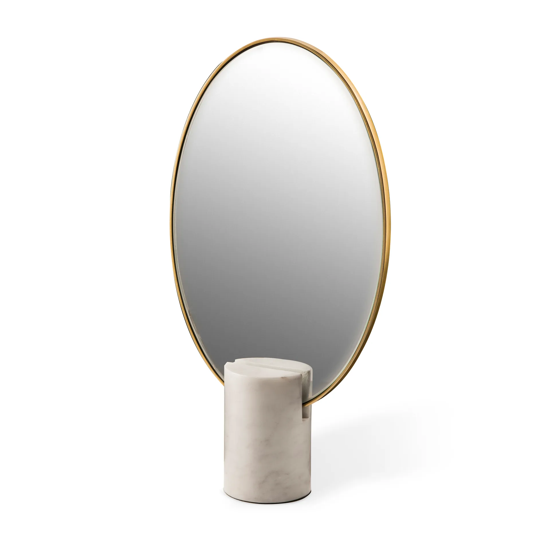 Oval Marble table mirror, White POLSPOTTEN