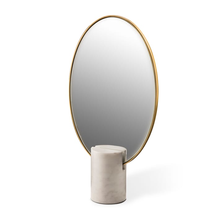 Oval Marble table mirror - White - POLSPOTTEN