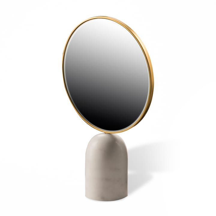 Round Marble table mirror - White - POLSPOTTEN