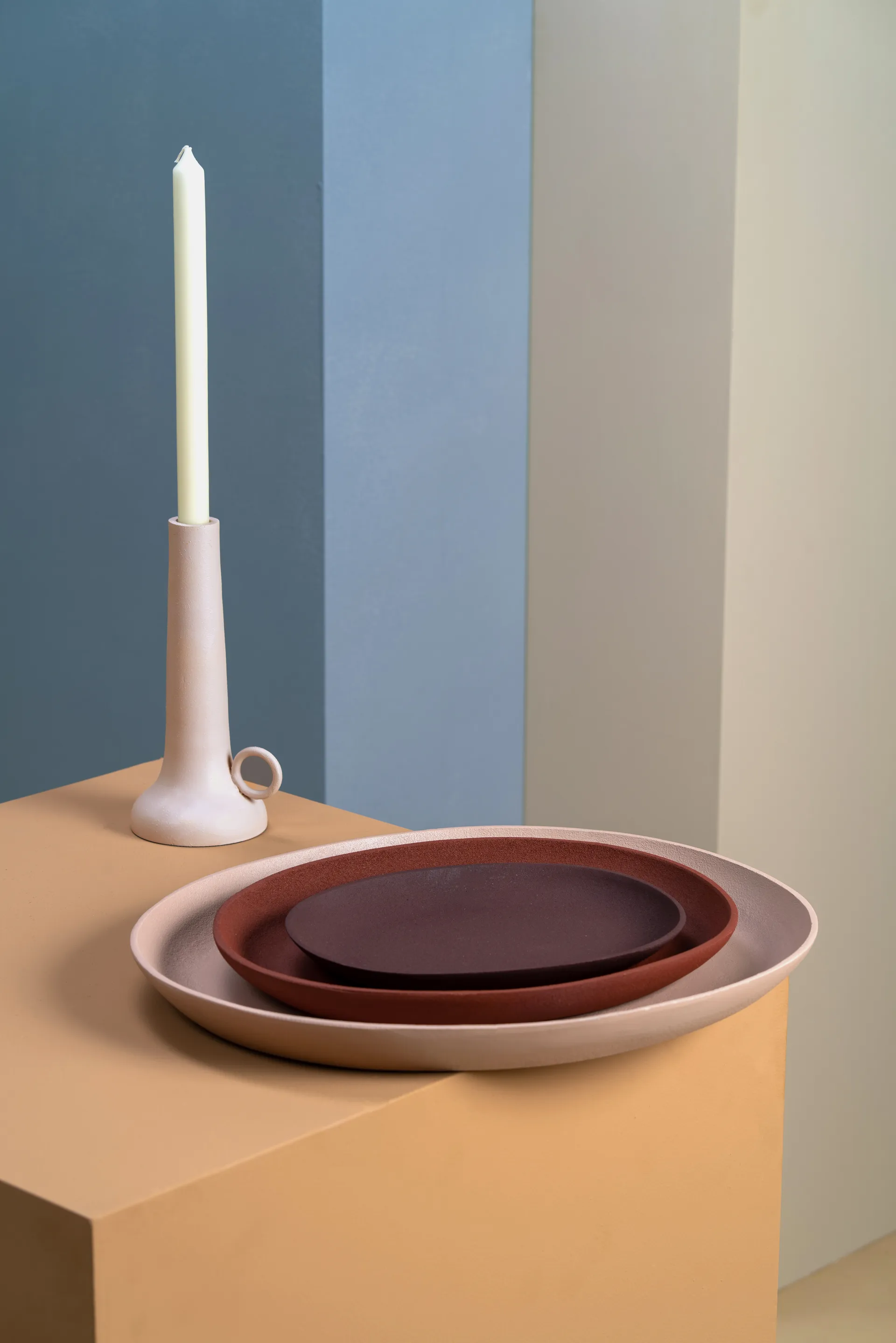 Spartan candle holder S 22 cm, Beige POLSPOTTEN
