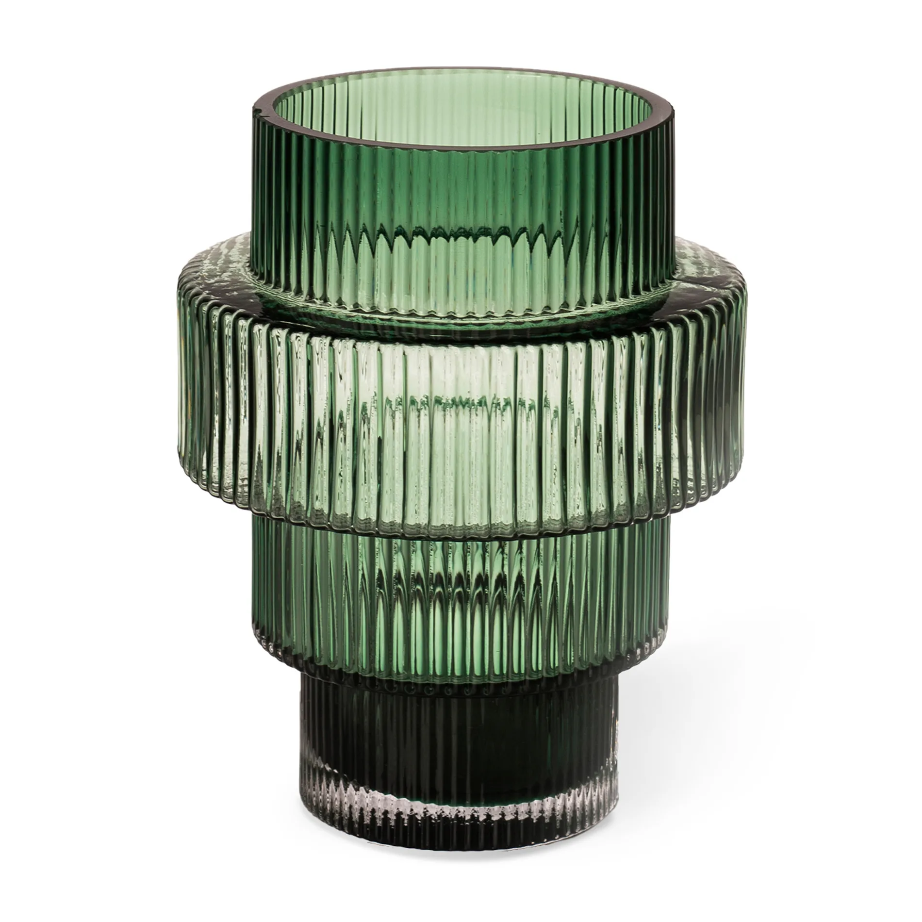 Steps tealight holder 12 cm, Dark green POLSPOTTEN