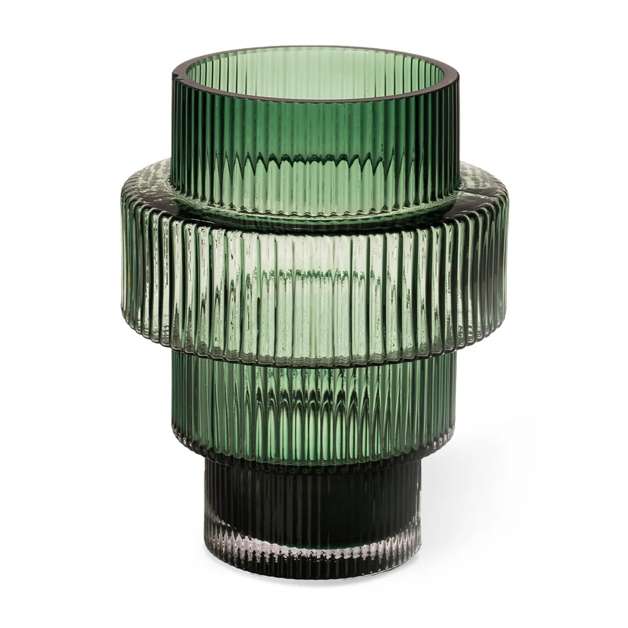 POLSPOTTEN Steps tealight holder 12 cm Dark green | Scandinavian Design | Candle holders | Green