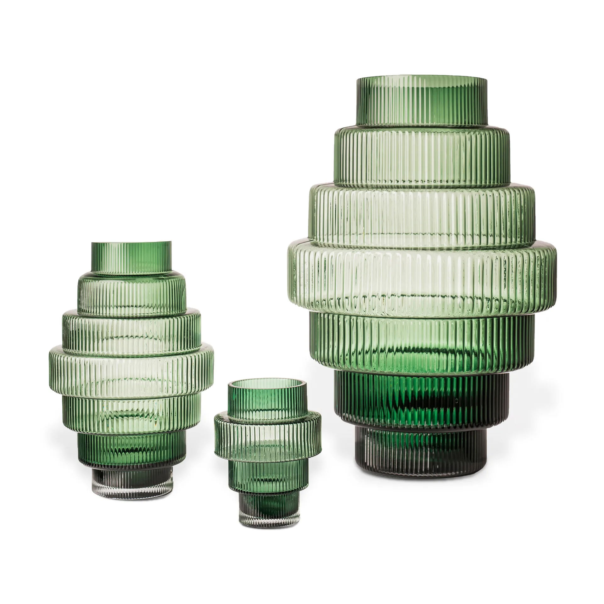 Steps tealight holder 12 cm, Dark green POLSPOTTEN