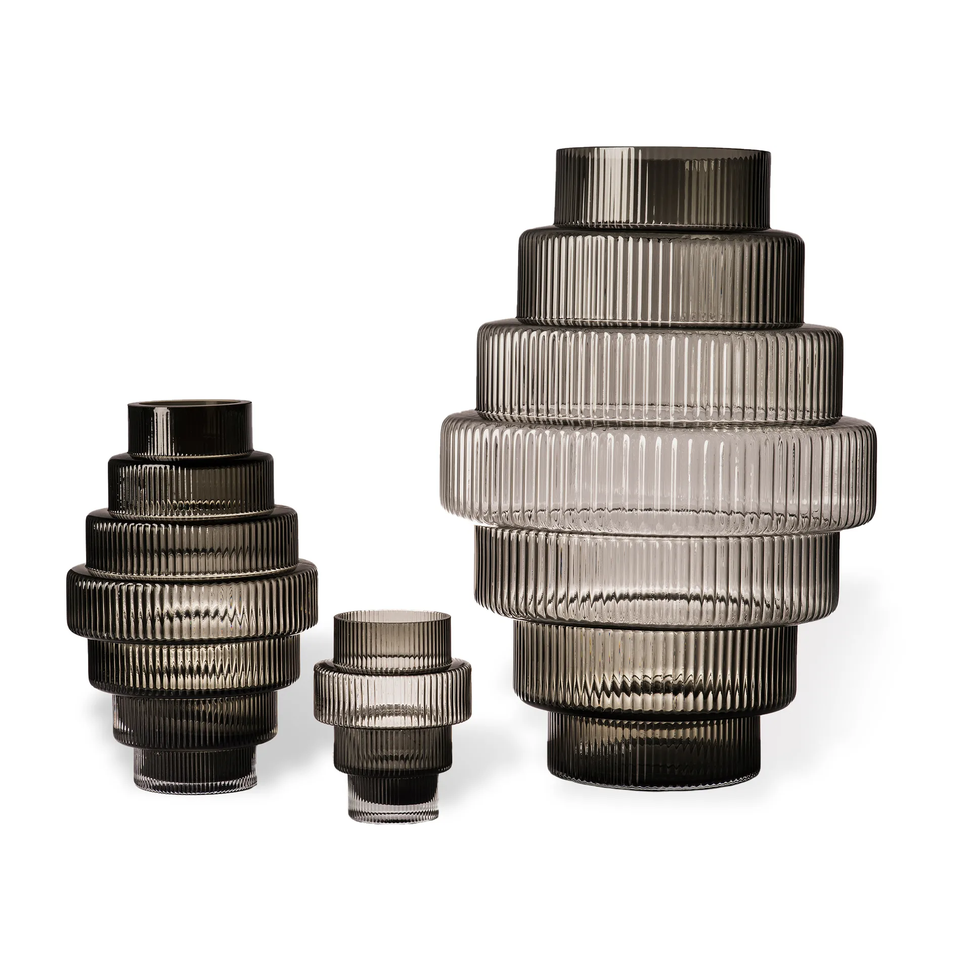 Steps tealight holder 12 cm, Dark grey POLSPOTTEN