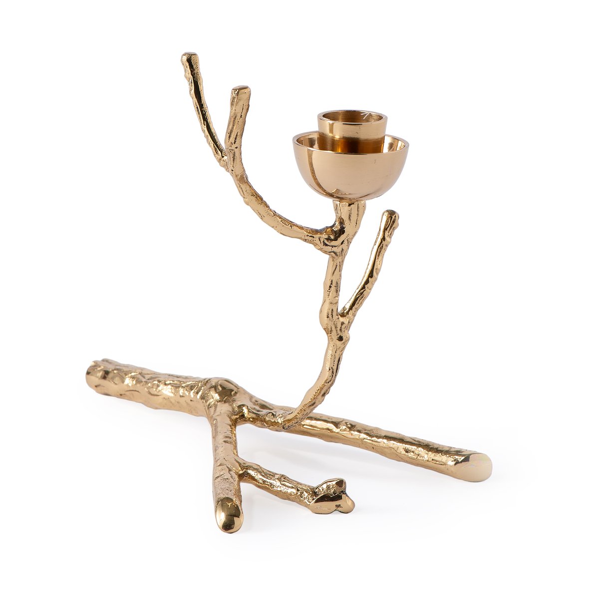 POLSPOTTEN Twiggy candlestick S 14 cm Gold | Scandinavian Design | Candle holders | Gold-coloured