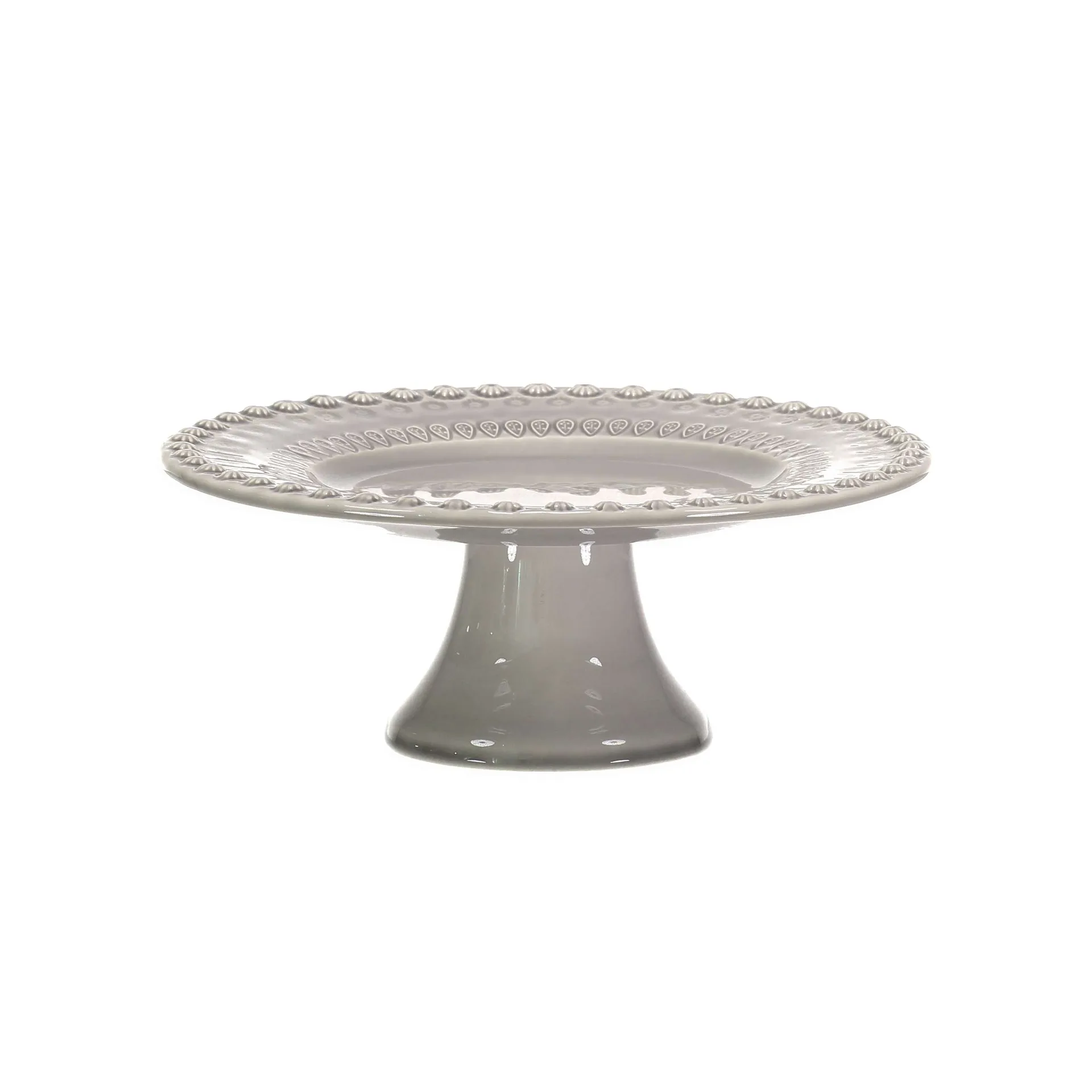 Daisy cake plate Ø 22 cm, soft grey PotteryJo