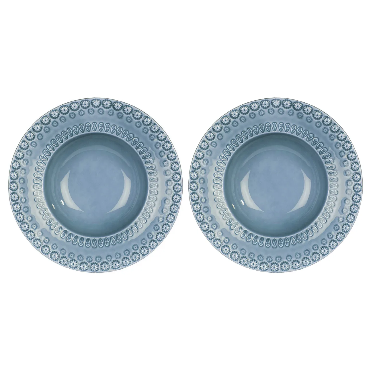 Daisy deep plate Ø 21 cm 2-pack, dusty blue PotteryJo