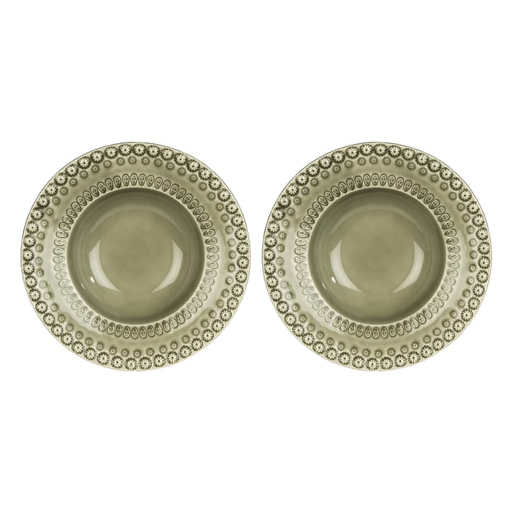 Daisy deep plate Ø 21 cm 2-pack - faded army (green) - PotteryJo