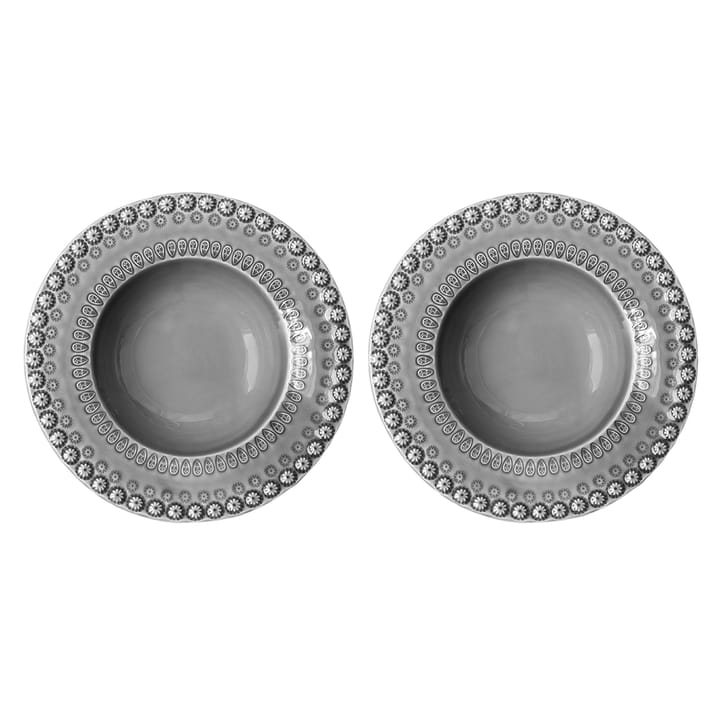 Daisy deep plate Ø 21 cm 2-pack - soft grey (grey) - PotteryJo