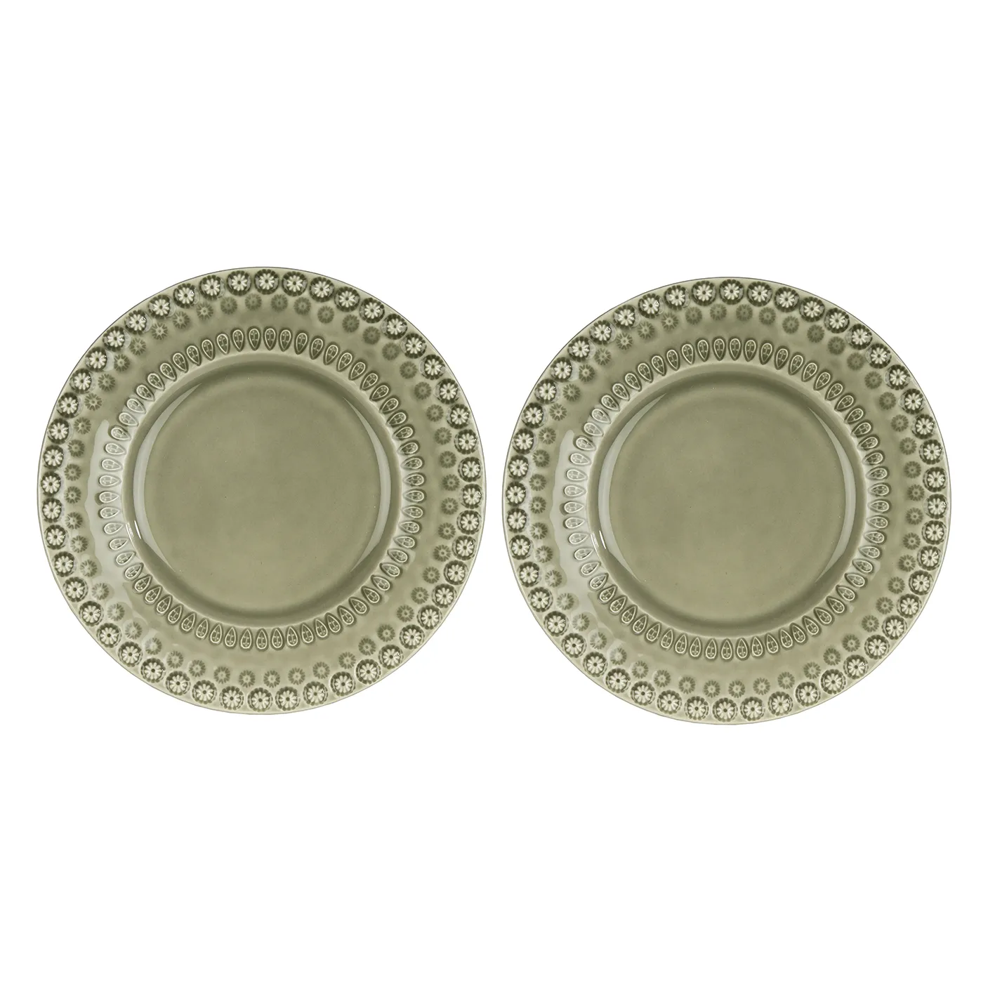 Daisy dessert plate Ø22 cm 2-pack, faded army (green) PotteryJo