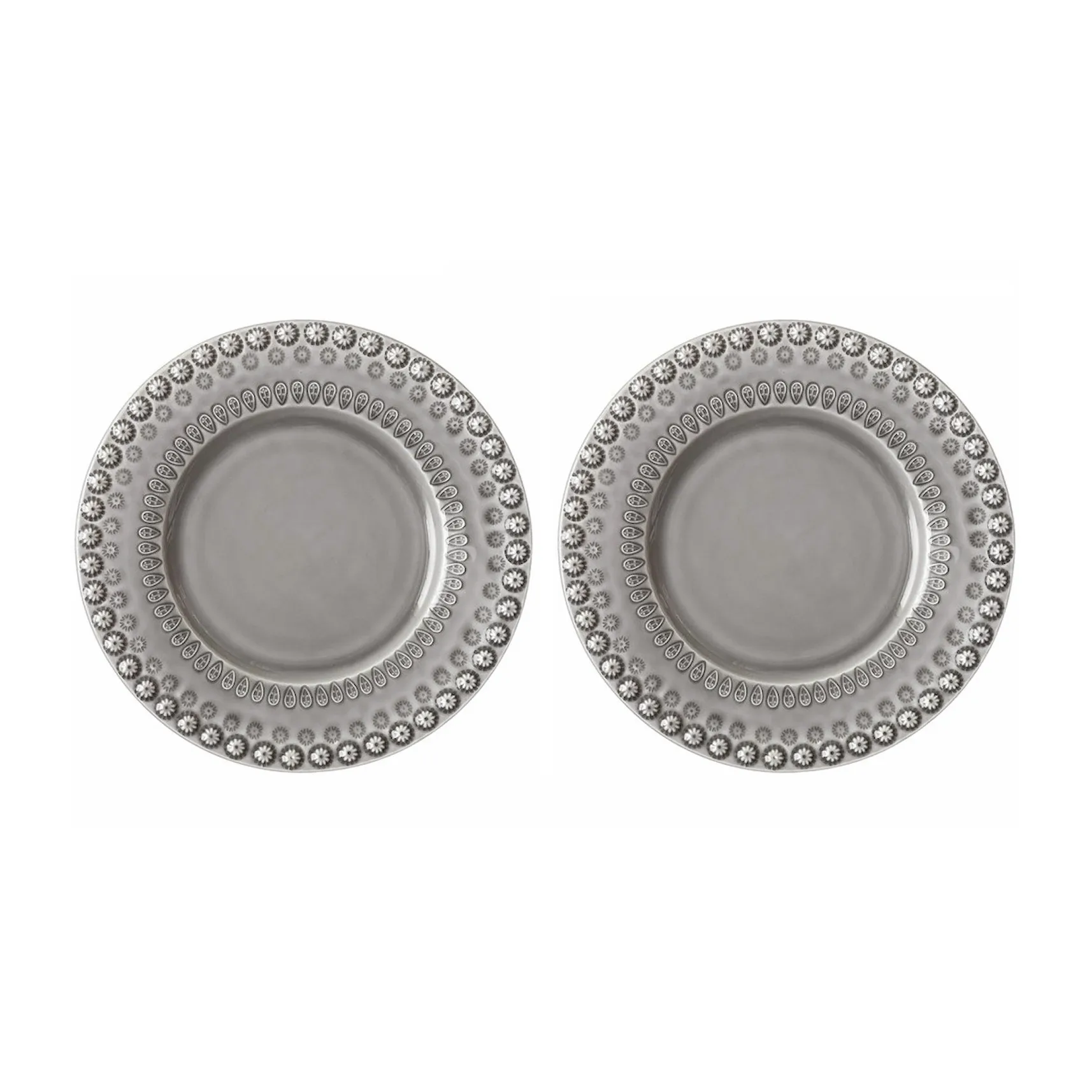 Daisy dessert plate Ø22 cm 2-pack, soft grey (grey) PotteryJo