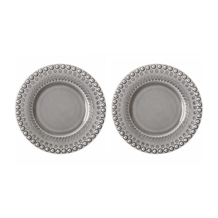 Daisy dessert plate Ø22 cm 2-pack - soft grey (grey) - PotteryJo