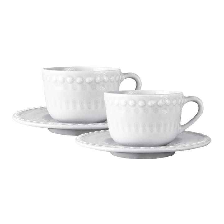 Daisy tea cup with saucer 2-pack - white (white) - PotteryJo
