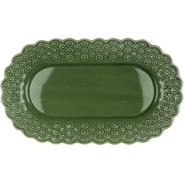 Ditsy oval serving saucer - forest (darkgreen) - PotteryJo