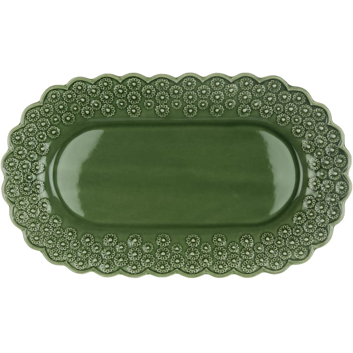 Ditsy oval serving saucer, forest (darkgreen) PotteryJo