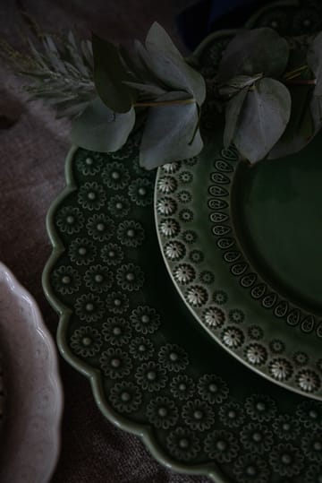 Ditsy oval serving saucer - forest (darkgreen) - PotteryJo