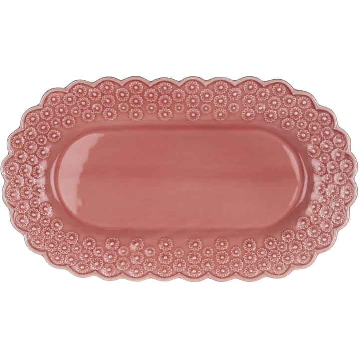 Ditsy oval serving saucer - rose (pink) - PotteryJo