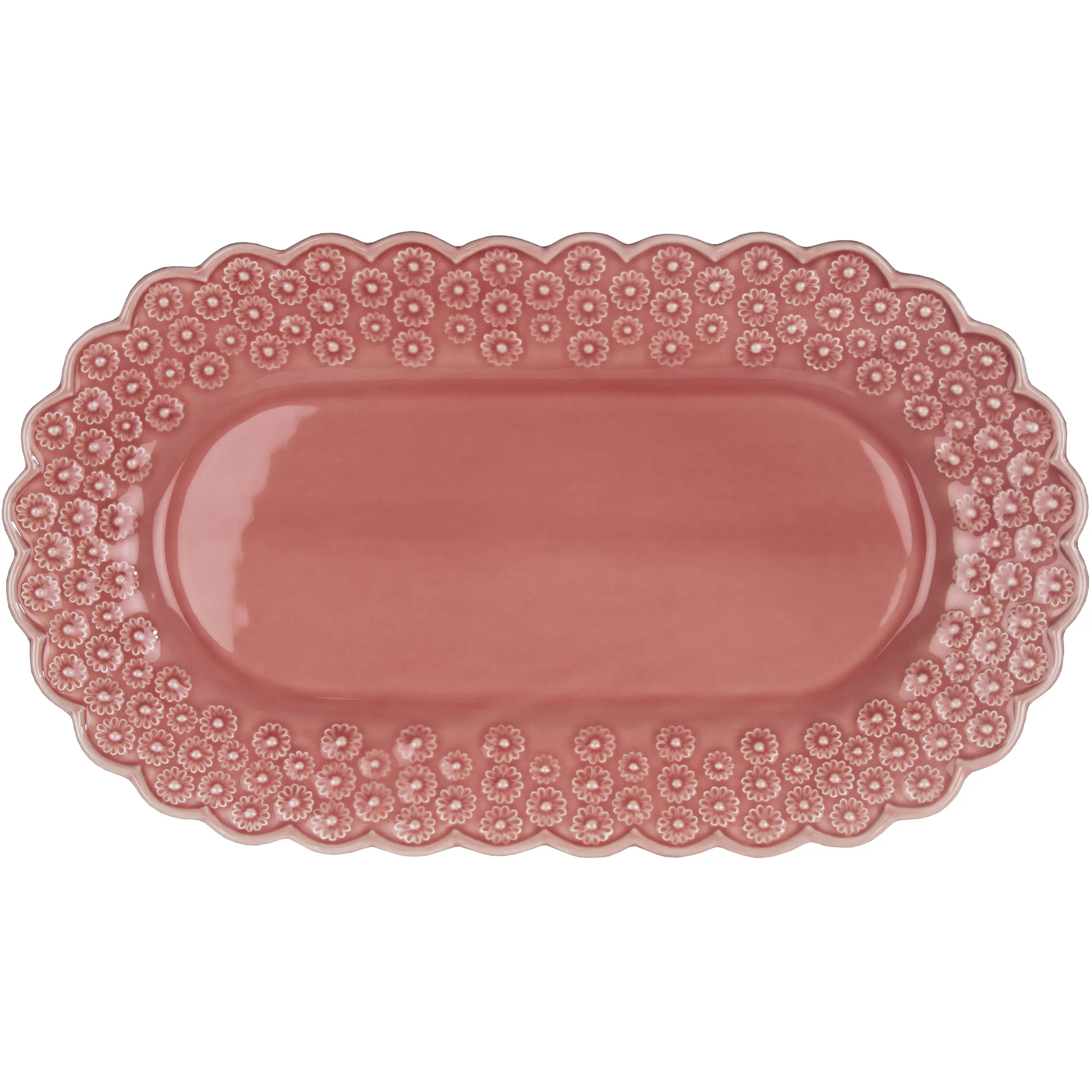 Ditsy oval serving saucer, rose (pink) PotteryJo
