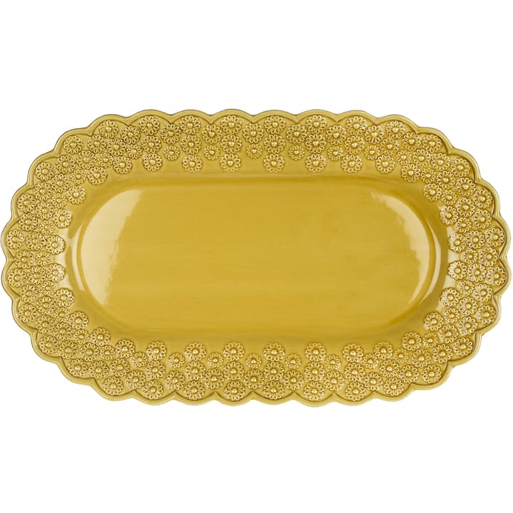 Ditsy oval serving saucer - sienna (yellow) - PotteryJo
