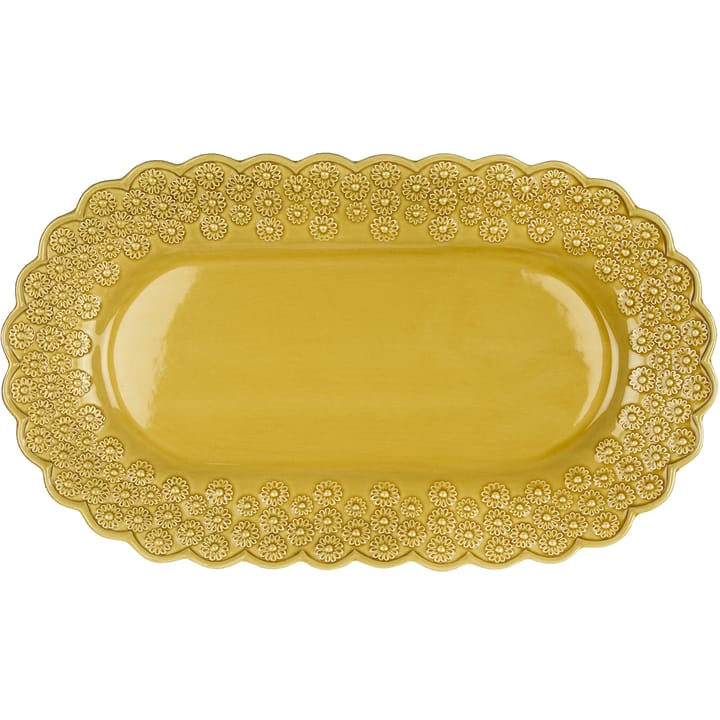 Ditsy oval serving saucer, sienna (yellow) PotteryJo