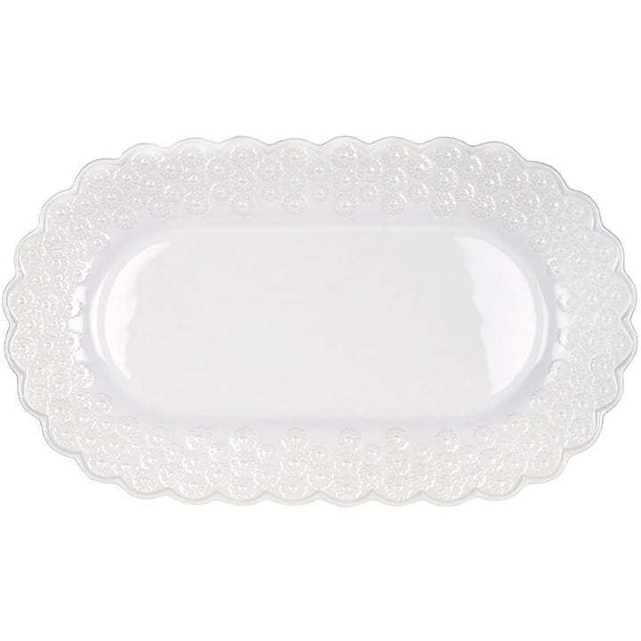 Ditsy oval serving saucer, white (white) PotteryJo