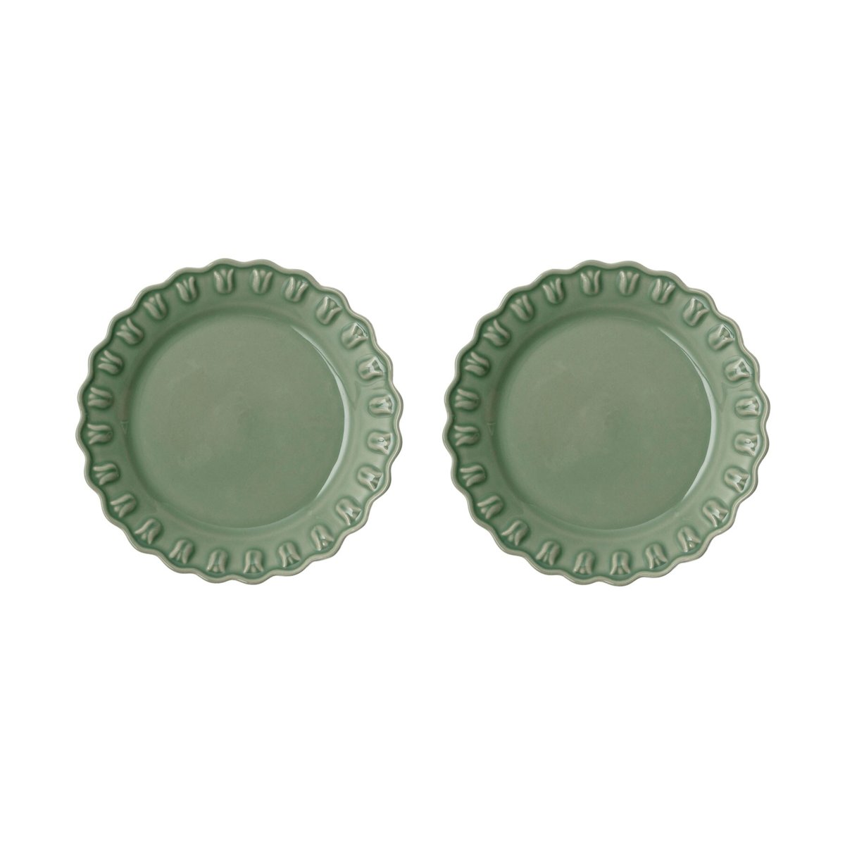 PotteryJo Tulipa small plate Ø20 cm 2-pack Verona green