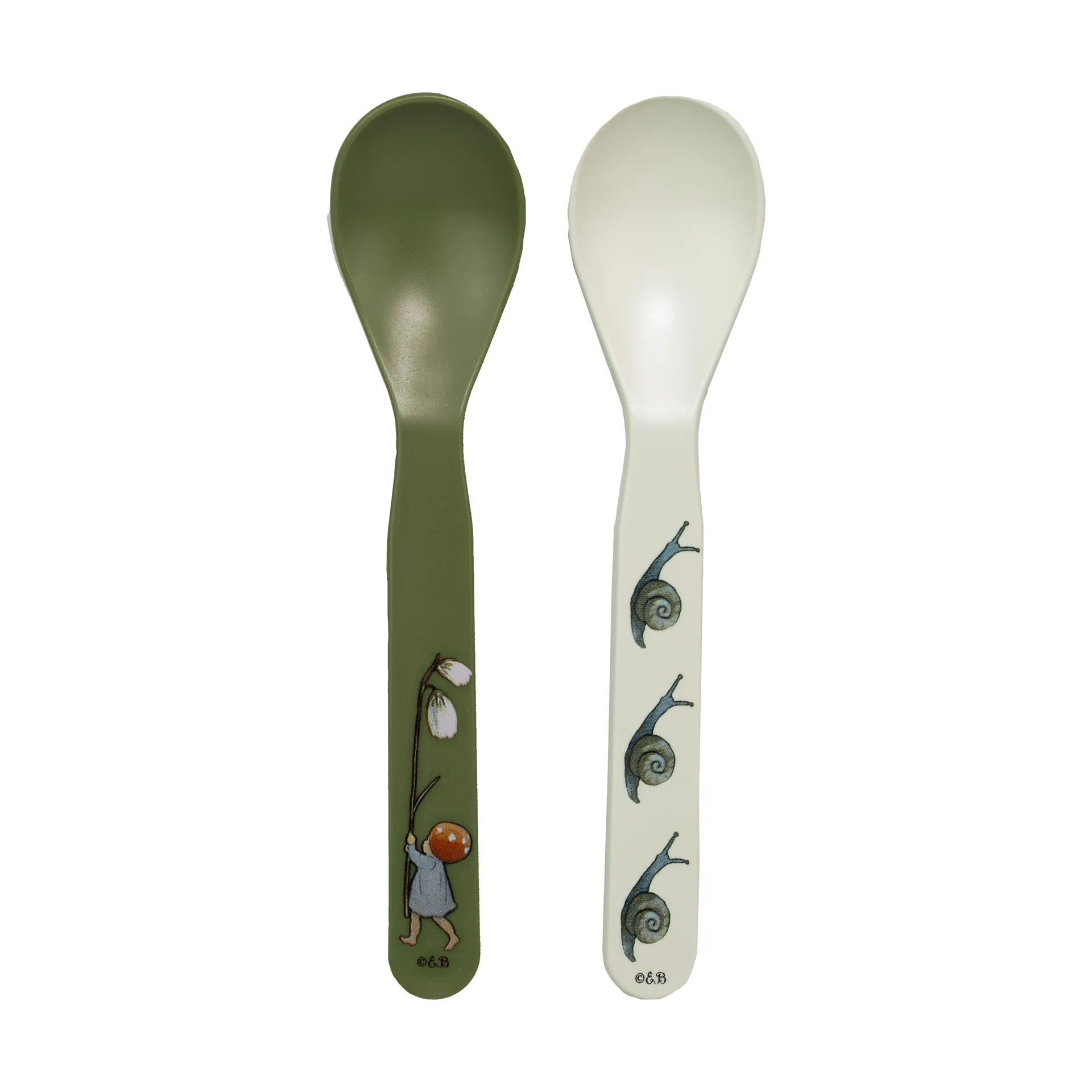 Elsa Beskow Tomtebobarnen spoon 2-pack, Green-white Rätt Start