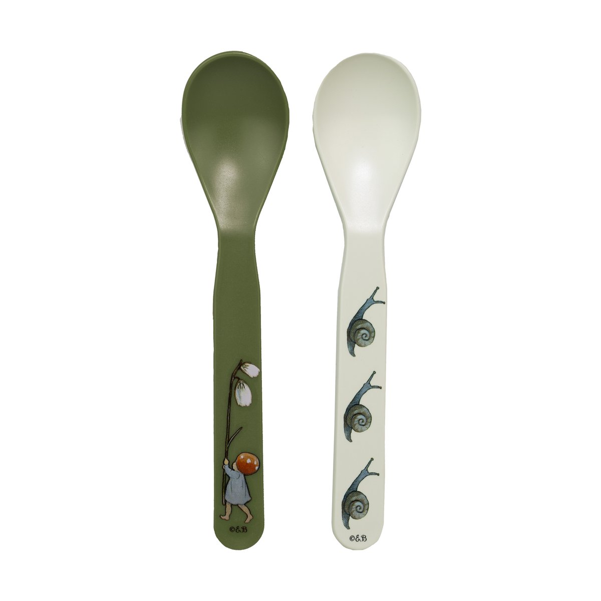 Rätt Start Elsa Beskow Tomtebobarnen spoon 2-pack Green-white