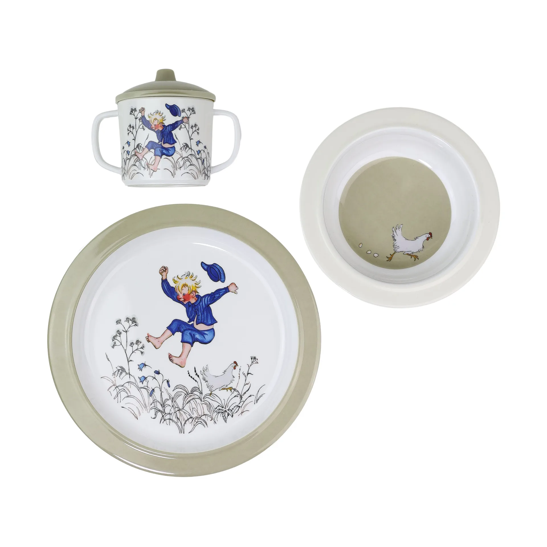Emil i Lönneberga children's tableware 3 pieces, White-blue Rätt Start