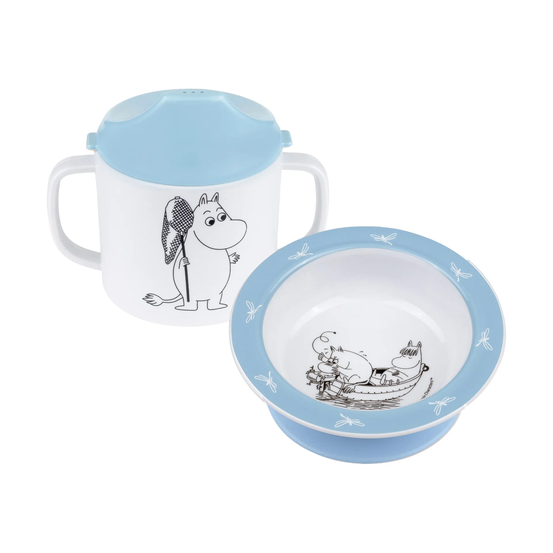 Moomin Water & Bath sippy cup & suction cup plate, Blue Rätt Start
