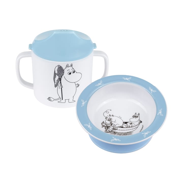 Moomin Water & Bath sippy cup & suction cup plate - Blue - Rätt Start