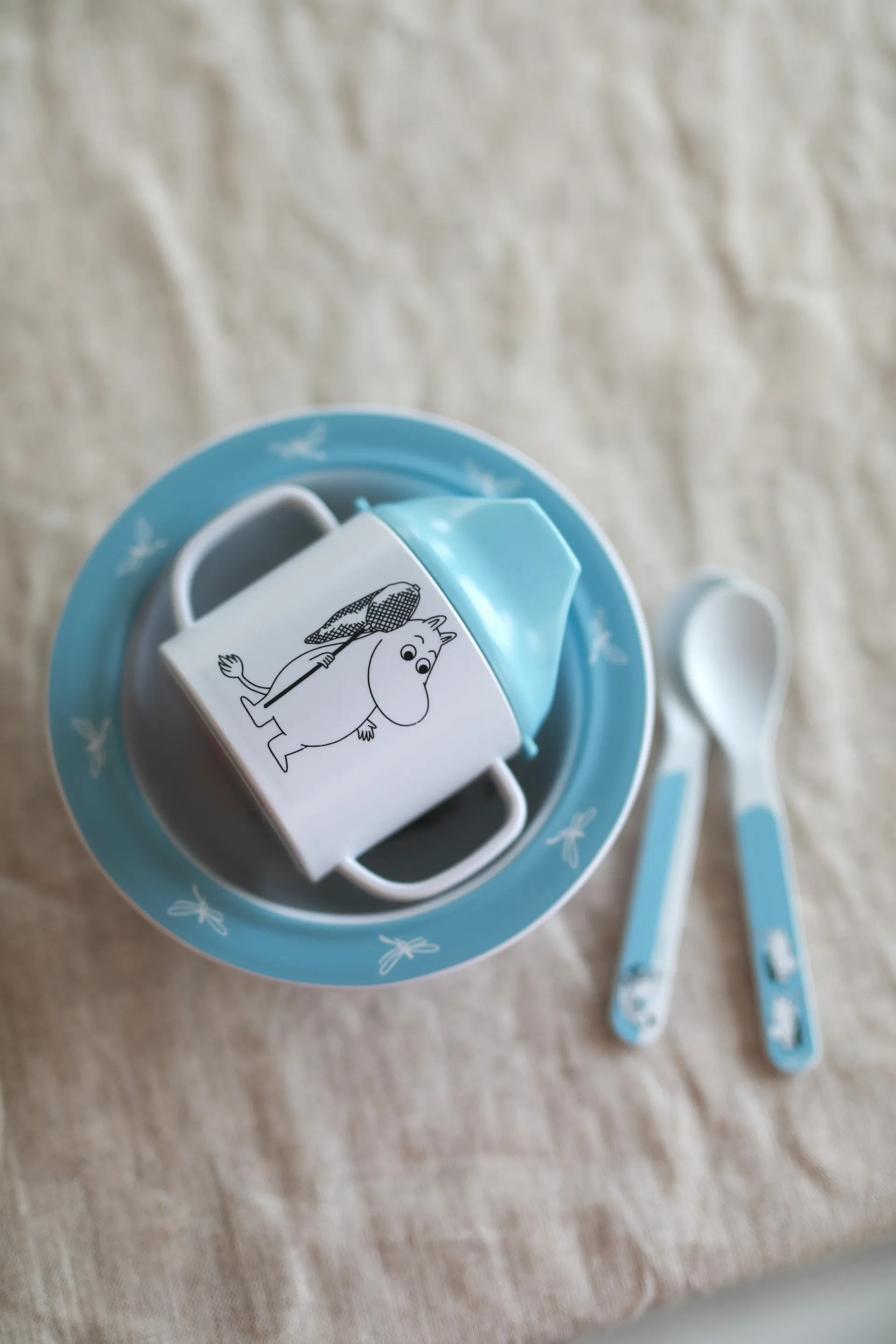 Moomin Water & Bath sippy cup & suction cup plate, Blue Rätt Start